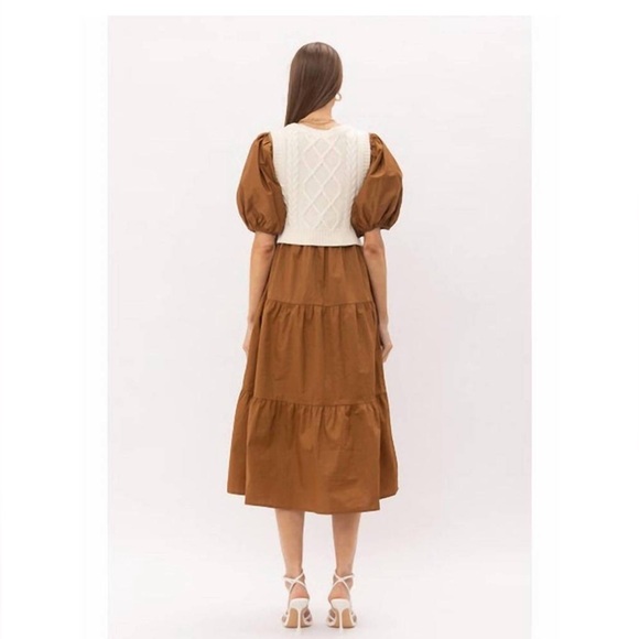 Sofie the Label Cognac Tiered Layered Sweater Dress - Picture 2 of 7